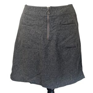 Madewell Wool Blend Mini Skirt - Classic A-Line with Front Zipper - Size 8